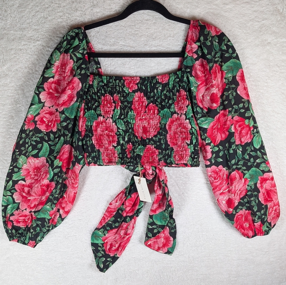 551-Moon River Pink and Green Floral Blouse